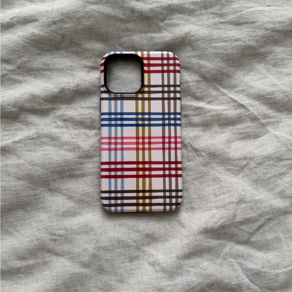 Stylish Plaid Phone Case - Red, Blue, Gold